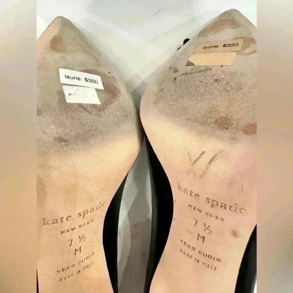 Kate Spade Laurie Black Leather Butterfly heels (Size 7.5) - Picture 4 of 9